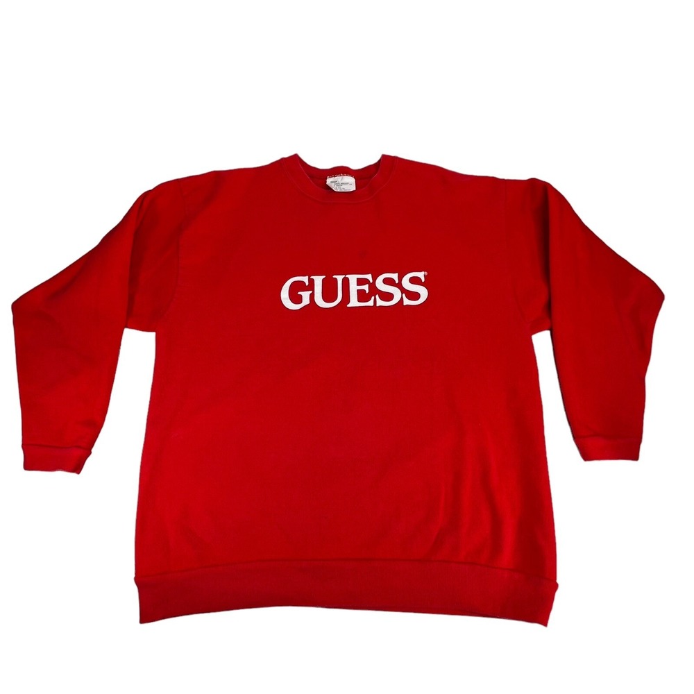 Vintage Guess Sweatshirt Georges Marciano Women's Red Spell Out M/L